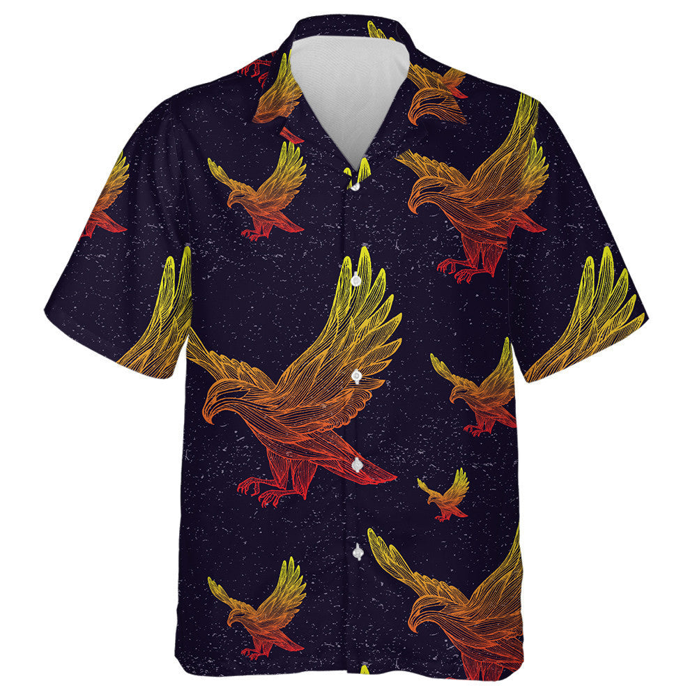 Beautiful Eagles Flying On Galaxy Background Hawaiian Shirt, Hawaiian For Gift