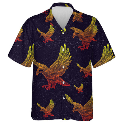 Beautiful Eagles Flying On Galaxy Background Hawaiian Shirt, Hawaiian For Gift