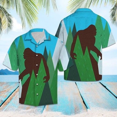 Bigfoot Forest Hawaiian Shirt Summer,Hawaiian Shirt Gift, Christmas Gift