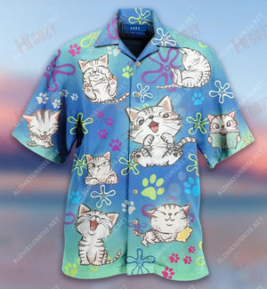 All I Need Is Love... And A Cat (Or Two Or Five) Short Hawaiian Shirt Hobbies Short Sleeve Custom Hawaiian Shirts Hawaiian Shirts For Men, Christmas Gift