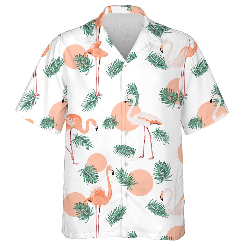 Special Flamingo With Pink Circle And Palm Leaves Hawaiian Shirt, Hawaiian Shirt Gift, Christmas Gift