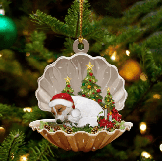 Cute Jack Russell Terrier Sleeping in Pearl Dog Christmas Ornament Flat Acrylic, Christmas Gift,Christmas Decoration