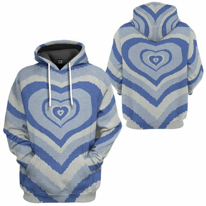 3D Blue Heart Wave Custom Sweater