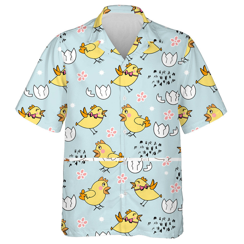 Funny Chicken To Agrue With Flower And Egg Shell Hawaiian Shirt, Hawaiian Shirt Gift, Christmas Gift