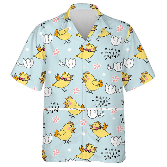 Funny Chicken To Agrue With Flower And Egg Shell Hawaiian Shirt, Hawaiian Shirt Gift, Christmas Gift