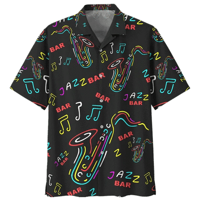 Jazz Saxophone Background Design Hawaiian Shirt, Hawaiian For Gift