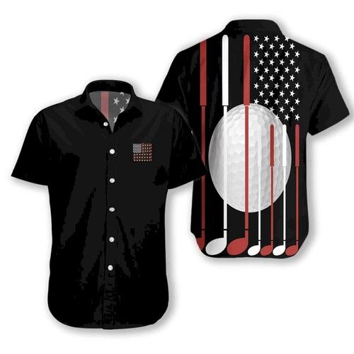 American Flag Golf Hawaiian Shirt, Hawaiian Shirt Gift, Christmas Gift