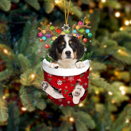 Bernese Mountain Dog In Snow Pocket Christmas Ornament Flat Acrylic Dog Ornament, Christmas Shape Ornament, Happy Christmas Ornament, Christmas Ornament Gift, Christmas Gift, Christmas Decoration
