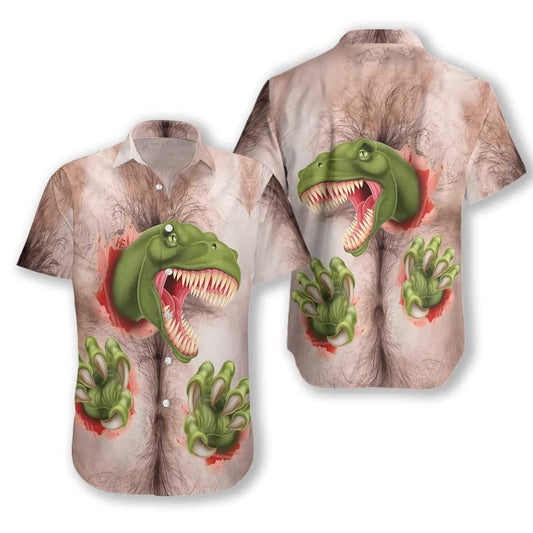 Carnivore From The Inside Dinosaur Hawaiian Aloha Shirt Hawaiian Shorts Beach Short Sleeve_Hawaiian Shirt Gift, Christmas Gift