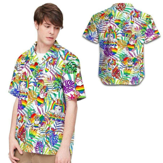 Nice Rainbow Unicorn Tropical Design Hawaiian Shirt,Hawaiian Shirt Gift, Christmas Gift