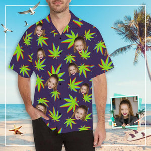 Custom Face Grass Men's All Over Print Hawaiian Shirt, Hawaiian Shirt Gift, Christmas Gift