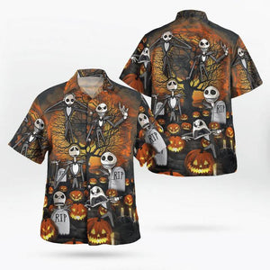 The Nightmare Halloween Pumpkin Patch Pattern Hawaiian Shirt,Hawaiian Shirt Gift, Christmas Gift