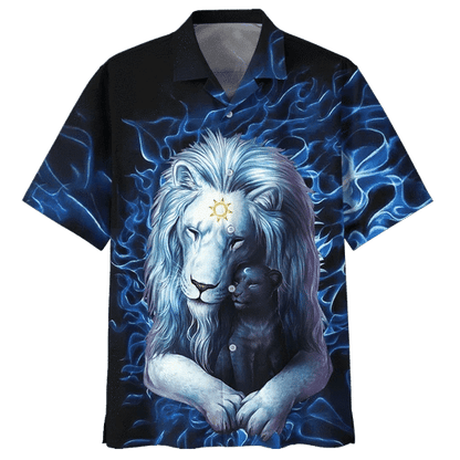 Snow Lion Background Design Hawaiian Shirt,Hawaiian Shirt Gift, Christmas Gift