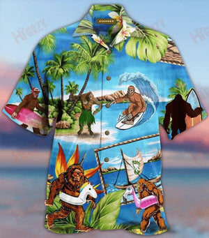 Amazing Bigfoot Short Sleeve Shirt Vacation Tropical Shirts Tactical Hawaiian Shirt Hawaiian Shirt, Hawaiian Shirt Gift, Christmas Gift