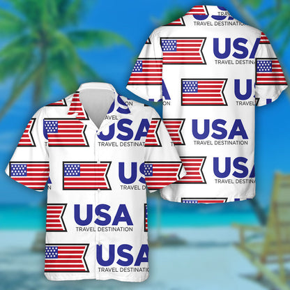 National Flag USA Travel Destination Stars And Stripes Hawaiian Shirt, Hawaiian Shirt Gift, Christmas Gift
