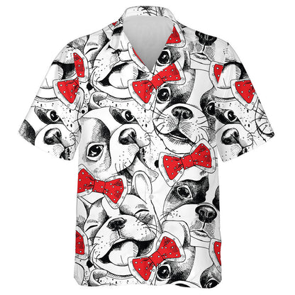 Portraits Of French Bulldog And Red Tie Hawaiian Shirt, Hawaiian Shirt Gift, Christmas Gift