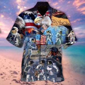 Astronaut Cheer For Independence Day Design Hawaiian Shirt, Hawaiian For Gift