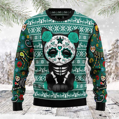 Cat Sugar Skull Ugly Christmas Sweater, Christmas Ugly Sweater,Christmas Gift,Gift Christmas 2022