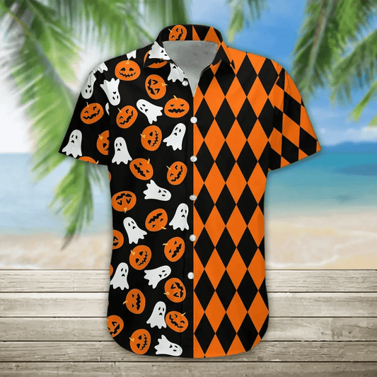 Boo Pumpkin Halloween Jack O Lantern Background Hawaiian Shirt, Hawaiian Shirt Gift, Christmas Gift