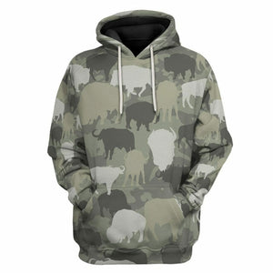 3D Bison Camo Custom Tshirt Hoodie Apparel