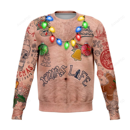 Mens Bare Chest Tattoos Festive For Unisex Ugly Christmas Sweater, Christmas Ugly Sweater,Christmas Gift,Gift Christmas 2022