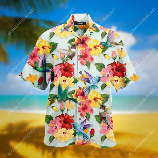 Hummingbird Unisex Short Sleeve Shirt Summer Hawaiian T Shirts Tactical Hawaiian Shirt Hawaiian Shirt Pattern, Hawaiian Shirt Gift, Christmas Gift