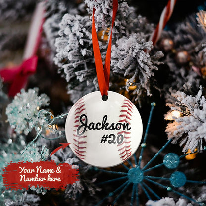Custom Baseball Round Ceramic Ornament, Christmas Gift, Christmas Decoration