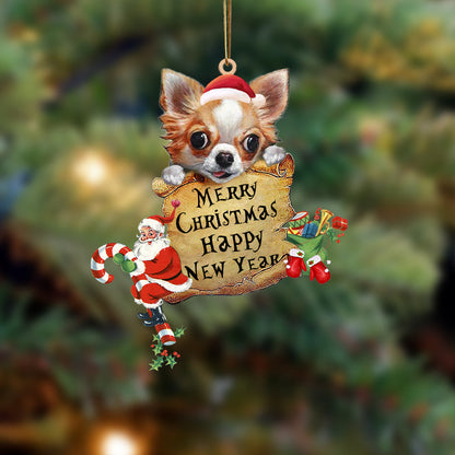 Chihuahua-Christmas & New Year Two Sided Christmas Plastic Hanging Ornament, Christmas Gift, Christmas Decoration