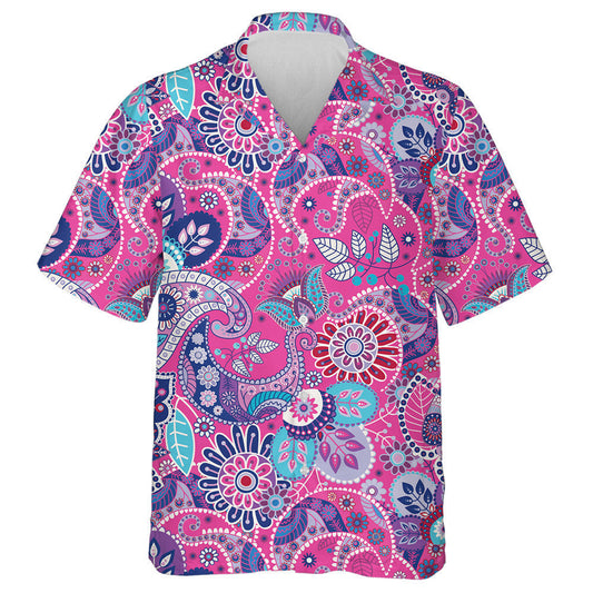 Pink Theme Paisley Backdrop With Stylized Flowers Design Hawaiian Shirt, Hawaiian Shirt Gift, Christmas Gift