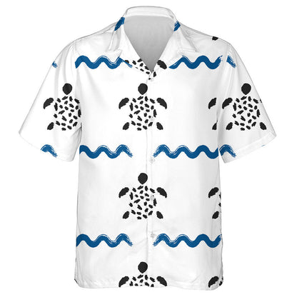 Ornament Of Waves And Turtles Drawn With A Brush Hawaiian Shirt, Hawaiian Shirt Gift, Christmas Gift