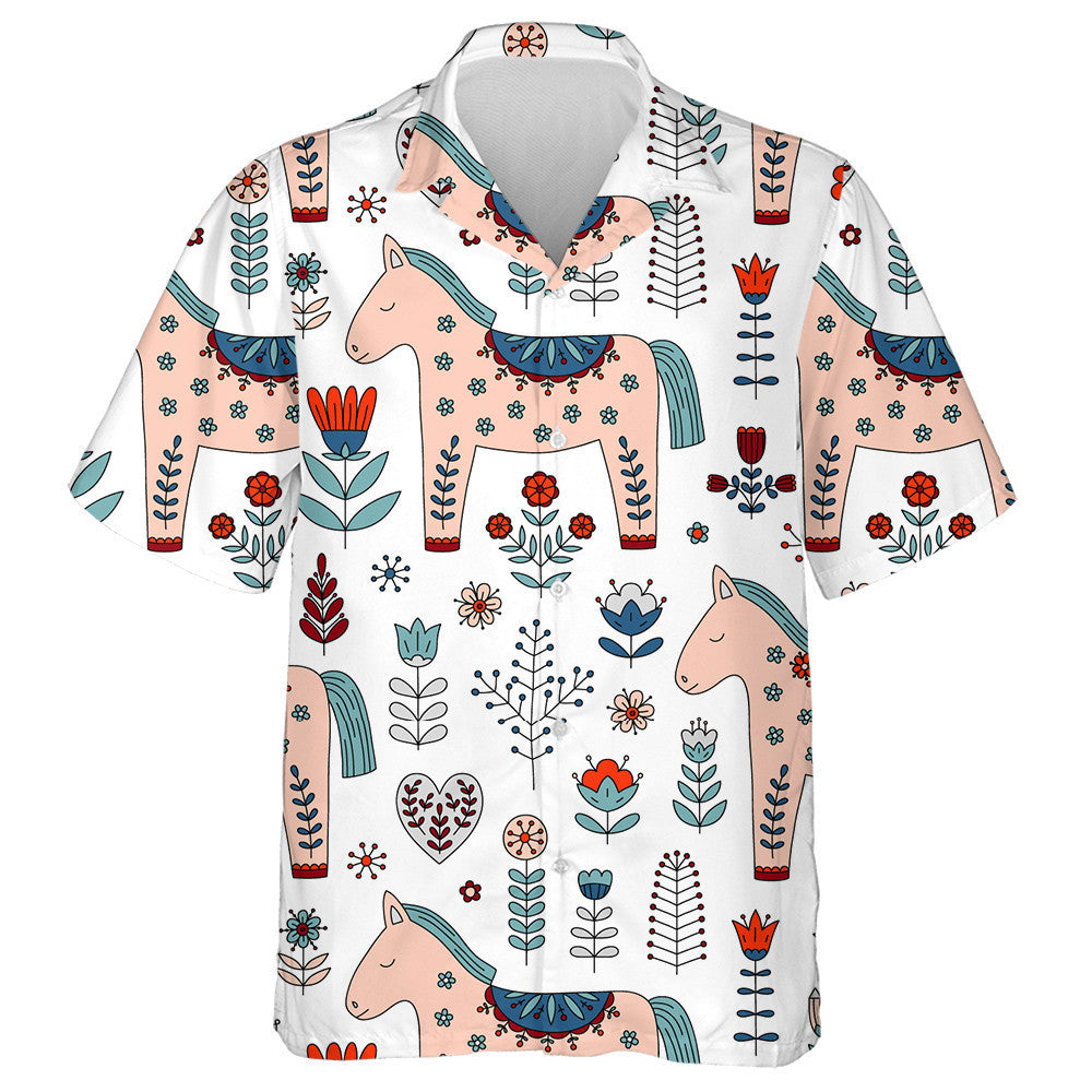 Hand Drawn Sleeping Horse And Flowers Hawaiian Shirt, Hawaiian For Gift