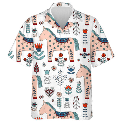 Hand Drawn Sleeping Horse And Flowers Hawaiian Shirt, Hawaiian For Gift