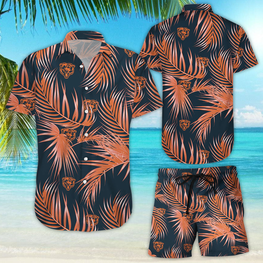 Chicago Bears Nfl Mens Hawaiian Aloha Button Up Shirt Hawaiian Shorts Beach Short Sleeve_Hawaiian Shirt Gift, Christmas Gift