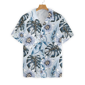 White Flower And Leaves 07 Design Hawaiian Shirt, Hwaiian For Gift