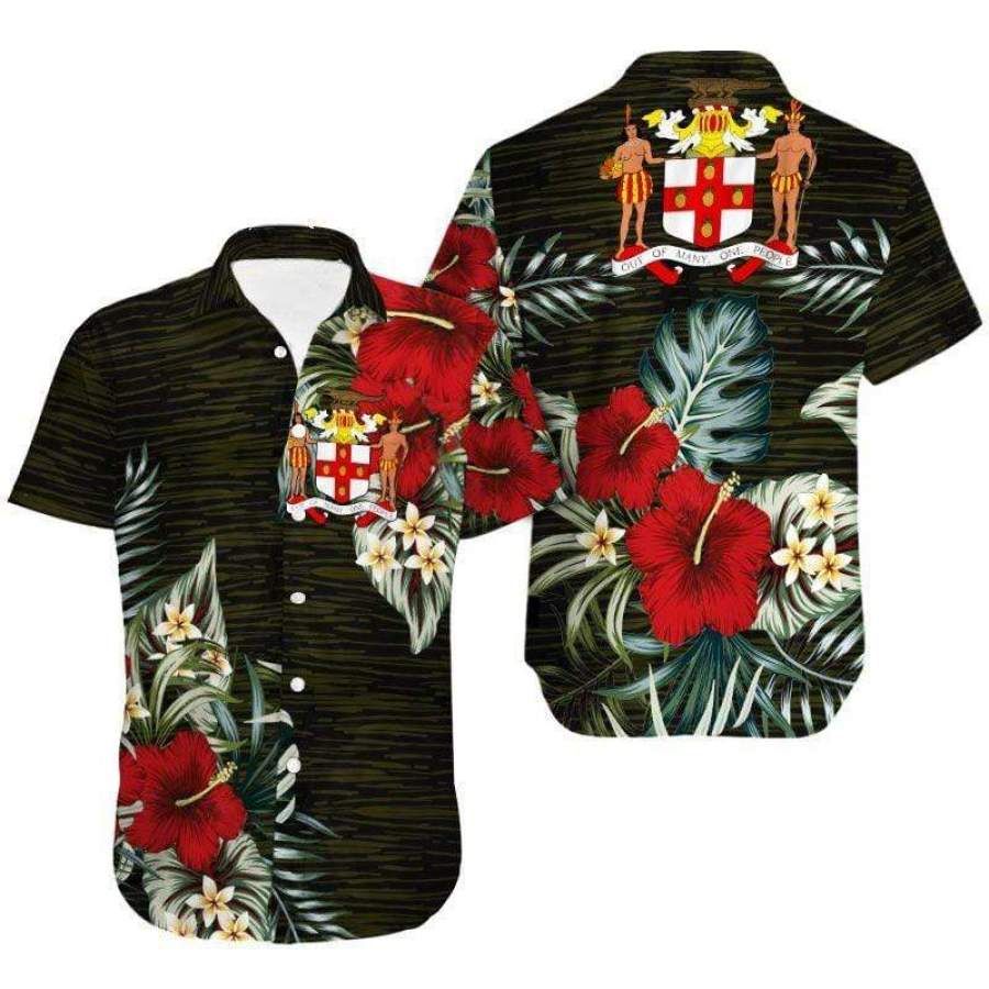 Hawaiian Aloha Aloha Shirts Tropical Jamaica Hawaiian Shorts Beach Short Sleeve, Hawaiian Shirt Gift, Christmas Gift