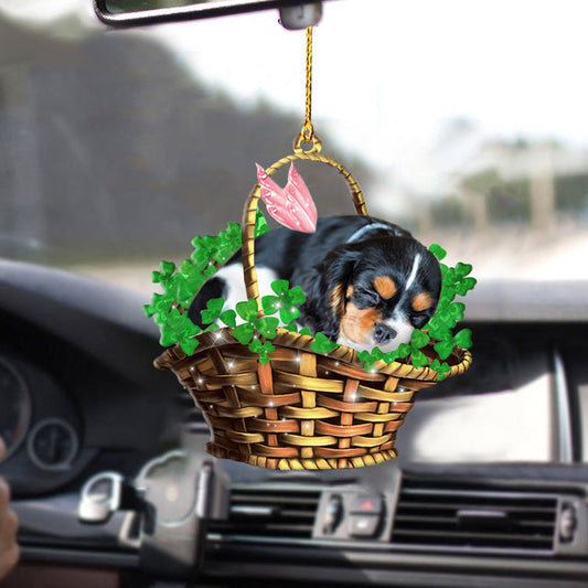 Cavalier King Charles Spaniel Cute Ornament For Car, Sleeping Lucky Fairy Two Sided Ornament, Christmas Decoration