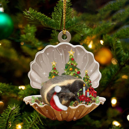 Cute Honey Badger Sleeping in Pearl Dog Christmas Ornament Flat Acrylic, Christmas Gift,Christmas Decoration