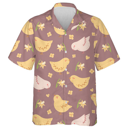 Boho Easter Baby Chicken Flowers Hawaiian Shirt, Hawaiian For Gift