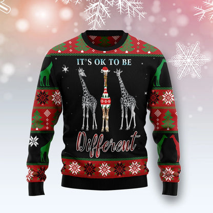Giraffe Different unisex womens & mens, couples matching, friends, giraffe lover, funny family ugly christmas holiday sweater gifts, Christmas Ugly Sweater