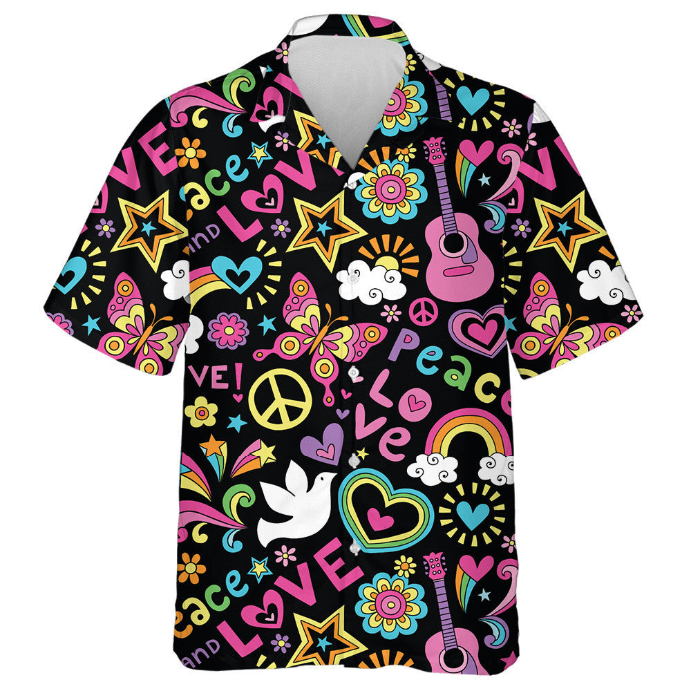 Theme Colorful Butterfly Peace And Music Hawaiian Shirt,Hawaiian Shirt Gift, Christmas Gift