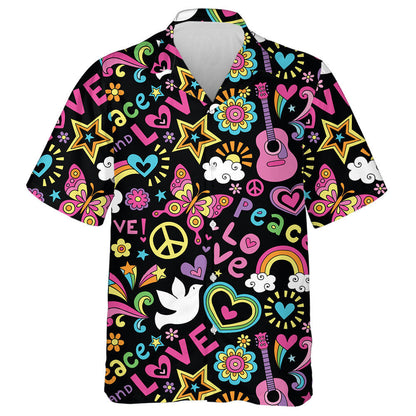 Theme Colorful Butterfly Peace And Music Hawaiian Shirt,Hawaiian Shirt Gift, Christmas Gift