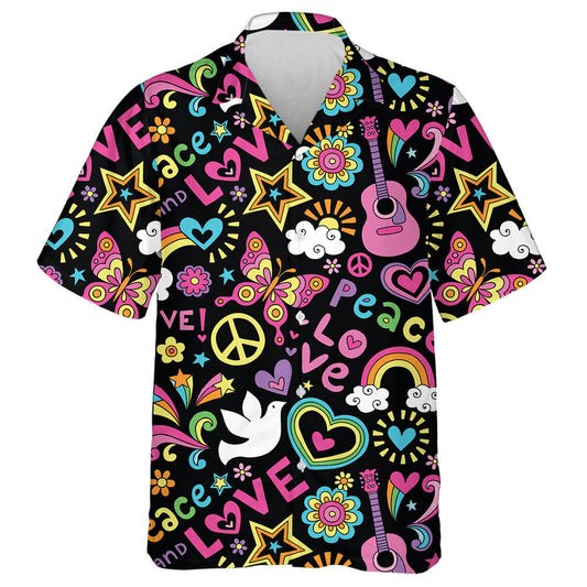 Theme Colorful Butterfly Peace And Music Hawaiian Shirt,Hawaiian Shirt Gift, Christmas Gift