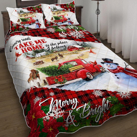 Farm Life. Country Roads Take Me Home Christmas Quilt Bedding Set Bedroom Set Bedlinen 3D ,Bedding Christmas Gift,Bedding Set Christmas