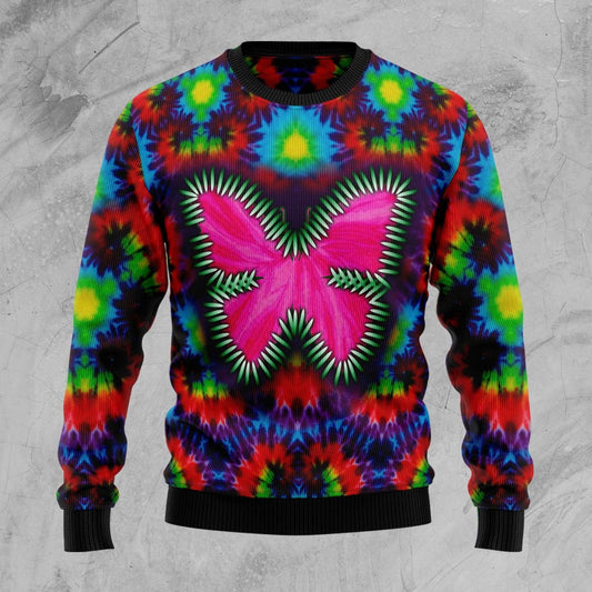 Butterfly Tie Dye Ugly Christmas Sweate,Christmas Gift,Gift Christmas 2022