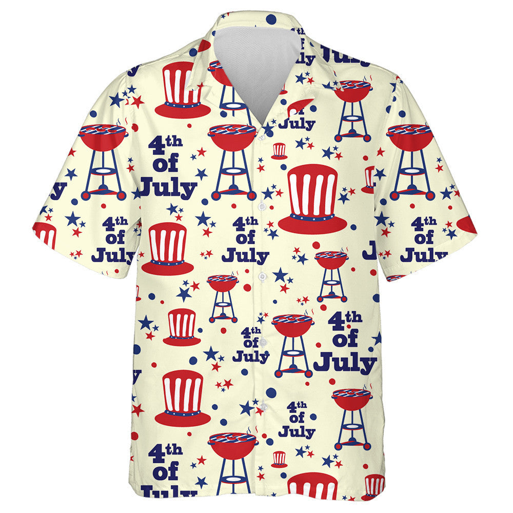 Happy Fourth July With Uncle Sam Hat And Barbecue Hawaiian Shirt, Hawaiian Shirt Gift, Christmas Gift