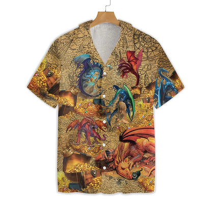 Dragons With Treasure Beautiful Design Hawaiian Shirt, Hawaiian Shirt Gift, Christmas Gift