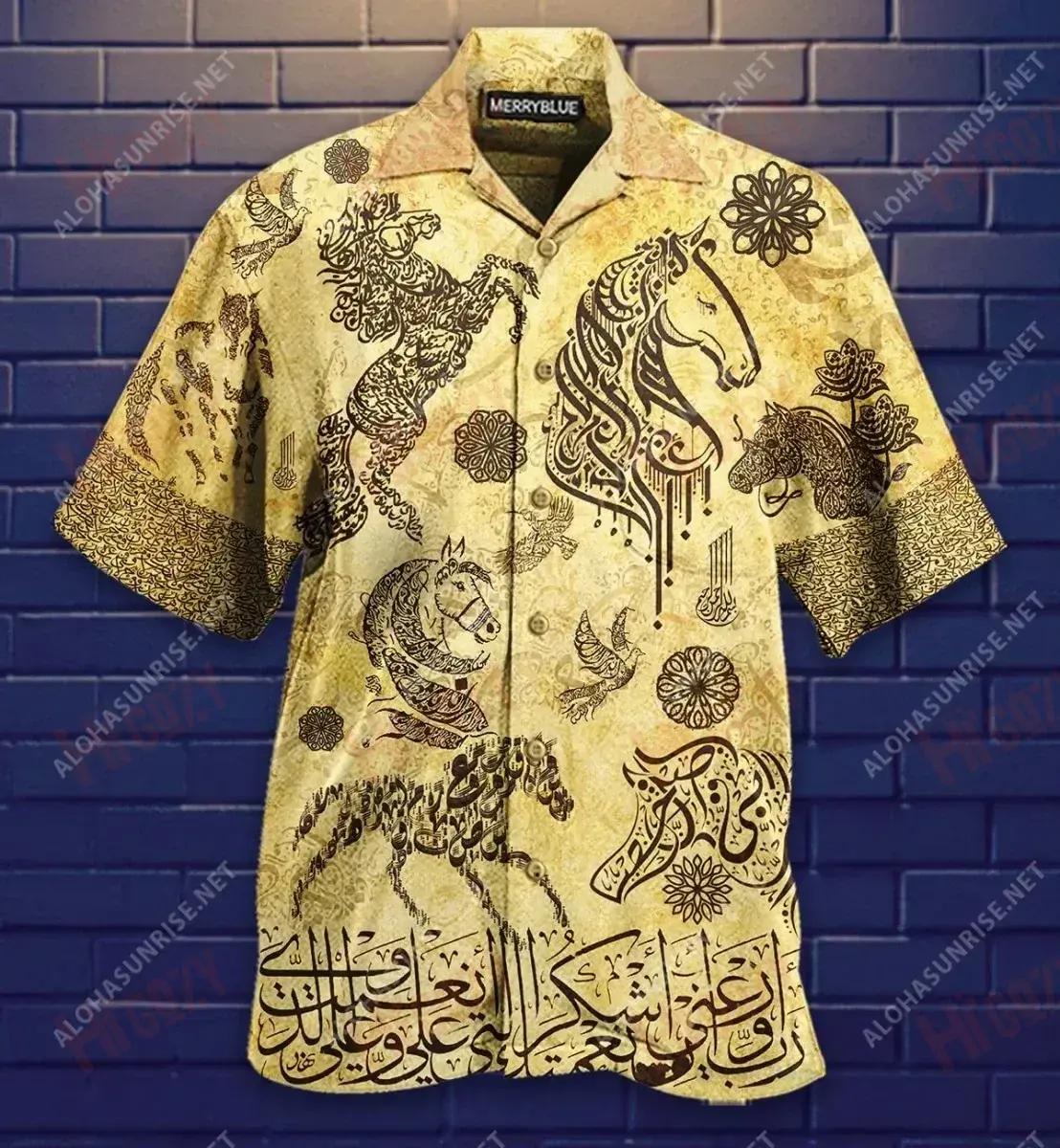 Fantastic Arabian Horses By Arabic Unisex Short Sleeve Shirt Ocean Hawaiian T Shirts Tactical Hawaiian Shirt Hawaiian Shirt Pattern, Hawaiian Shirt Gift, Christmas Gift