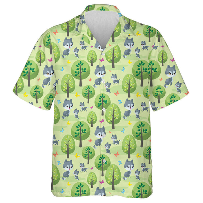 Wolf Family Cute Animals And Their Cubs Hawaiian Shirt, Hawaiian Shirt Gift, Christmas Gift