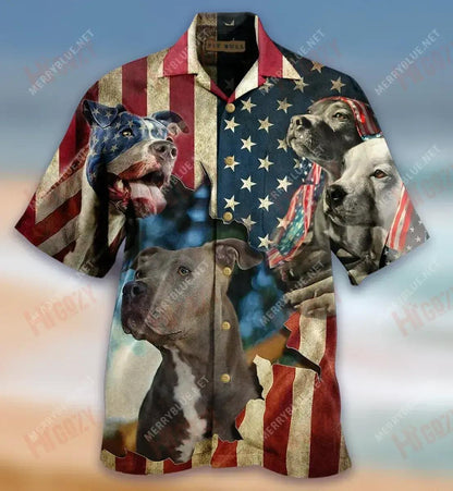 Protected By American Pit Bulls Unisex Hawaiian Shirt Ocean Short Sleeve Vintage Hawaiian Shirts Funny Hawaiian Shirts, Hawaiian Shirt Gift, Christmas Gift