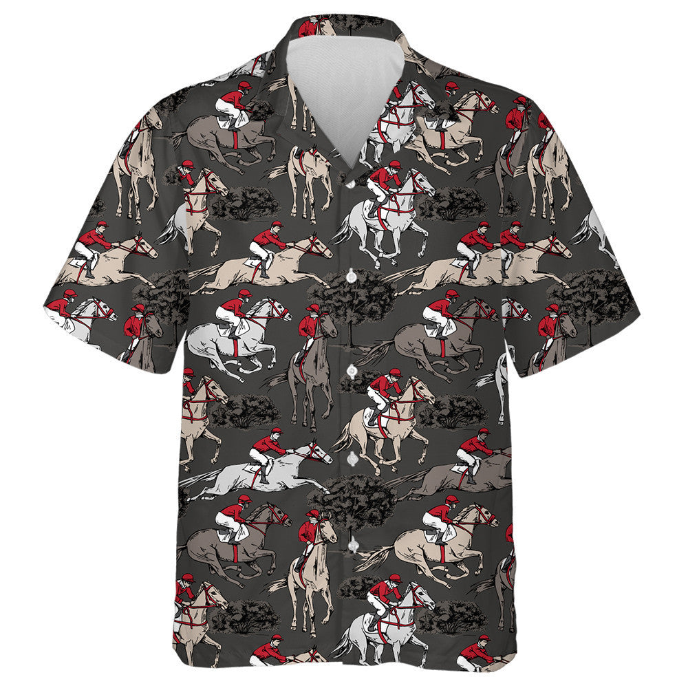 The Running Beautiful Horses Riders And Trees And Bushes Hawaiian Shirt, Hawaiian Shirt Gift, Christmas Gift